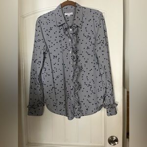 Equipment ruched shirt navy/white stripes and blue stars